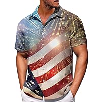 Men's Independence Day Shirts Patriotic Short Sleeve Button Down Shirt Men American Flag Print Summer Shirts M-8XL