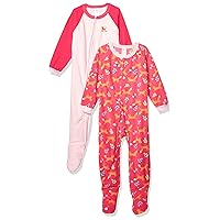 Gerber Baby Girls' Toddler Loose Fit Flame Resistant Fleece Footed Pajamas 2-Pack