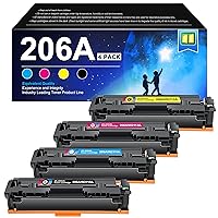 206A Toner Cartridge 4 Pack 206X | Replacement for HP 206A 206X Compatible with HP Color Laserj Pro MFP M283fdw M283cdw, Color Laserj Pro M255dw, Color Laserj Pro MFP M283 M255 Series | W2110A