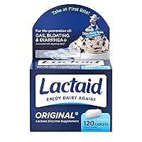 Original Strength Lactose Intolerance Relief Caplets with Natural Lactase Enzyme, Dietary Supplement to Help Prevent Gas, Bloating & Diarrhea Due to Lactose Sensitivity, 120 ct