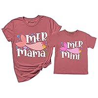 Mer Mama Mer Mini Mother's Day Mermaid Graphic Mommy Matching Shirt Mom Kids T-Shirt Gift