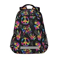 ALAZA Rainbow Peace Love Sign Gesture Backpack Purse for Women Men Personalized Laptop Notebook Tablet School Bag Stylish Casual Daypack, 13 14 15.6 inch