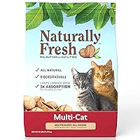 Cat Litter - Walnut-Based Quick-Clumping Kitty Litter, Unscented, Multi Cat, 26 lb