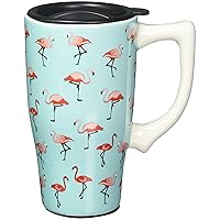 Ceramic Travel Mugs - Flamingo Cup - Hot or Cold Beverages - Gift for Coffee Lovers