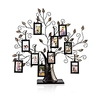Klikel Family Tree Picture Frame Display with 10 Hanging Picture Photo Frames | Large 20 x 18 Metal Tree | 10 Ornamental 2x3 Frames