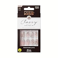Classy Press On Nails, Nail glue included, 'My Muse', Light White, Medium Size, Coffin Shape, Includes 30 Nails, 2g glue, 1 Manicure Stick, 1 Mini File