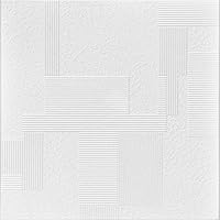 A la Maison Ceilings R187 Vectors Foam Glue-up Ceiling Tile (21.6 sq. ft./Case), Pack of 8, Plain White