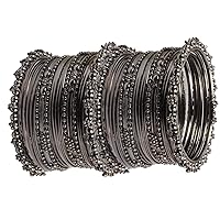 Gorgeous Fashion Style Black & Silver Bangle Bracelet Indian Partywear Jewelry