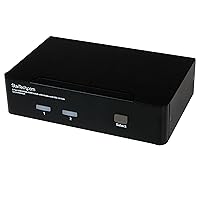 StarTech.com 2 Port USB HDMI KVM Switch with Audio and USB 2.0 Hub - 1080p (1920 x 1200), Hotkey Support - Dual Port Keyboard Video Monitor Switch (SV231HDMIUA), Black