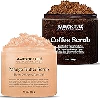 Majestic Pure Mango Butter Scrub (10 oz) and Coffee Scrub (10 oz) Bundle