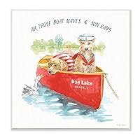 Stupell Industries Boat Waves Sun Rays Lake Phrase Sailor Dogs Wall Plaque, 12 x 12, Red