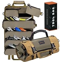 Heavy Duty Tool Roll Up Bag W/Detachable Pouches - Waterproof Tool Organizer | 7 Pouches Space Saving Portable Design