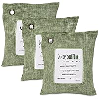 Moso Natural Air Purifying Bag 200g (3 Pack). A Scent Free Odor Eliminator for Cars, Closets, Bathrooms, Pet Areas. Premium Moso Bamboo Charcoal Odor Absorber (Green)