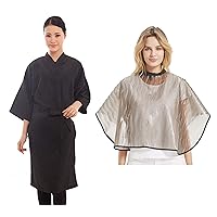 PERFEHAIR Black Salon Robes for Clients, Short Waterproof Makeup Comb Out Cape