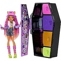 Monster High Doll and Fashion Set, Clawdeen Wolf with Dress-Up Locker and 19+ Surprises, Skulltimate Secrets