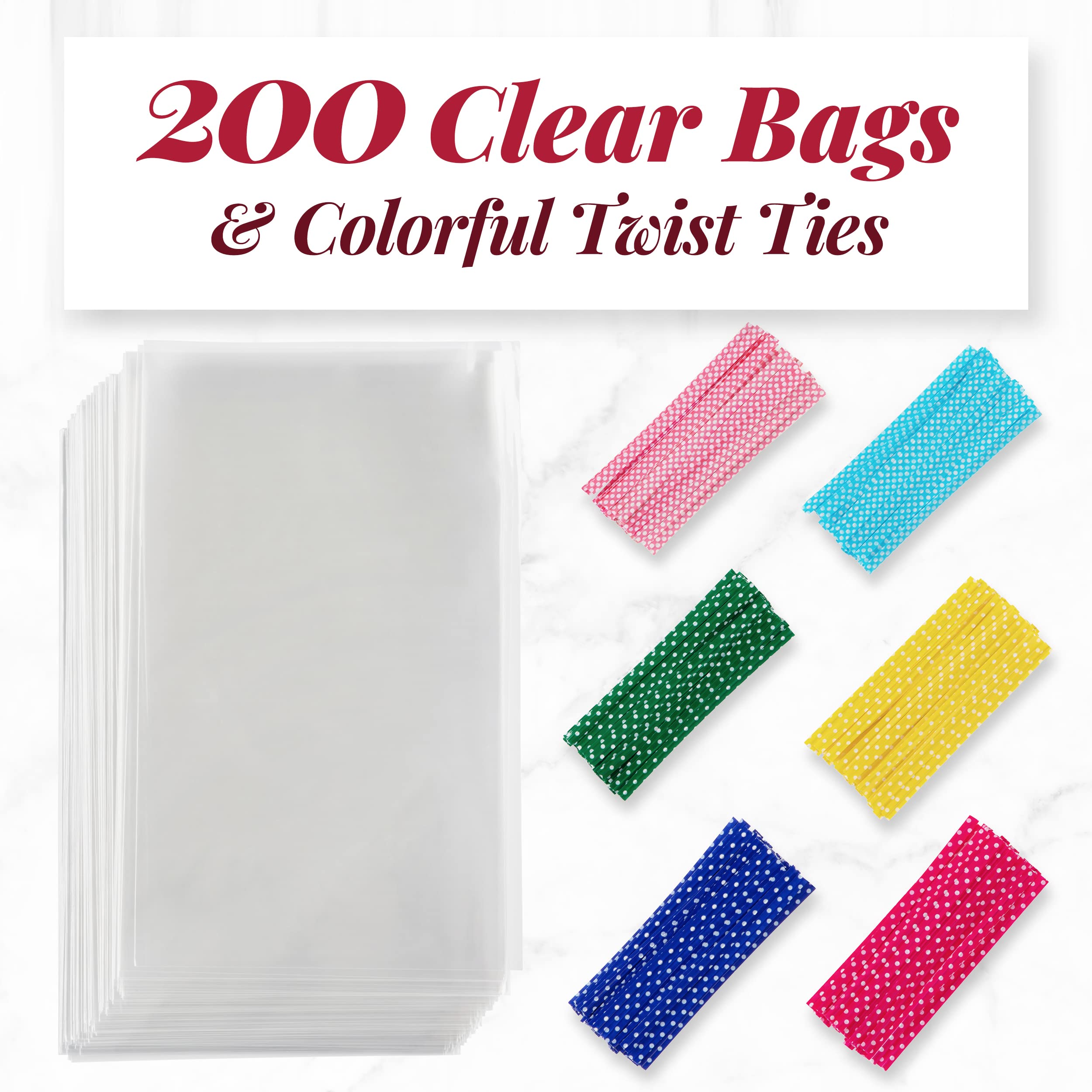 Prestee 200pk Clear Plastic Cellophane Bags, 6x10