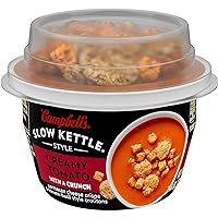 Campbell's Slow Kettle Style Creamy Tomato Soup With A Crunch, 7 oz Microwavable Cup (Case of 6)