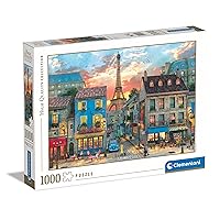 Clementoni Collection-Streets of Paris-1000 Pieces, Paris Jigsaw Puzzle, Horizontal, Fun for Adults, Made in Italy, Multicoloured, 39820