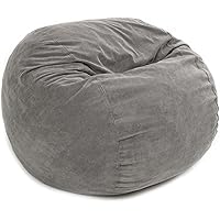 CordaRoy's Corduroy Bean Bag Chair, Convertible Chair Folds from Bean Bag to Lounger, As Seen on Shark Tank, Grey - Queen Size