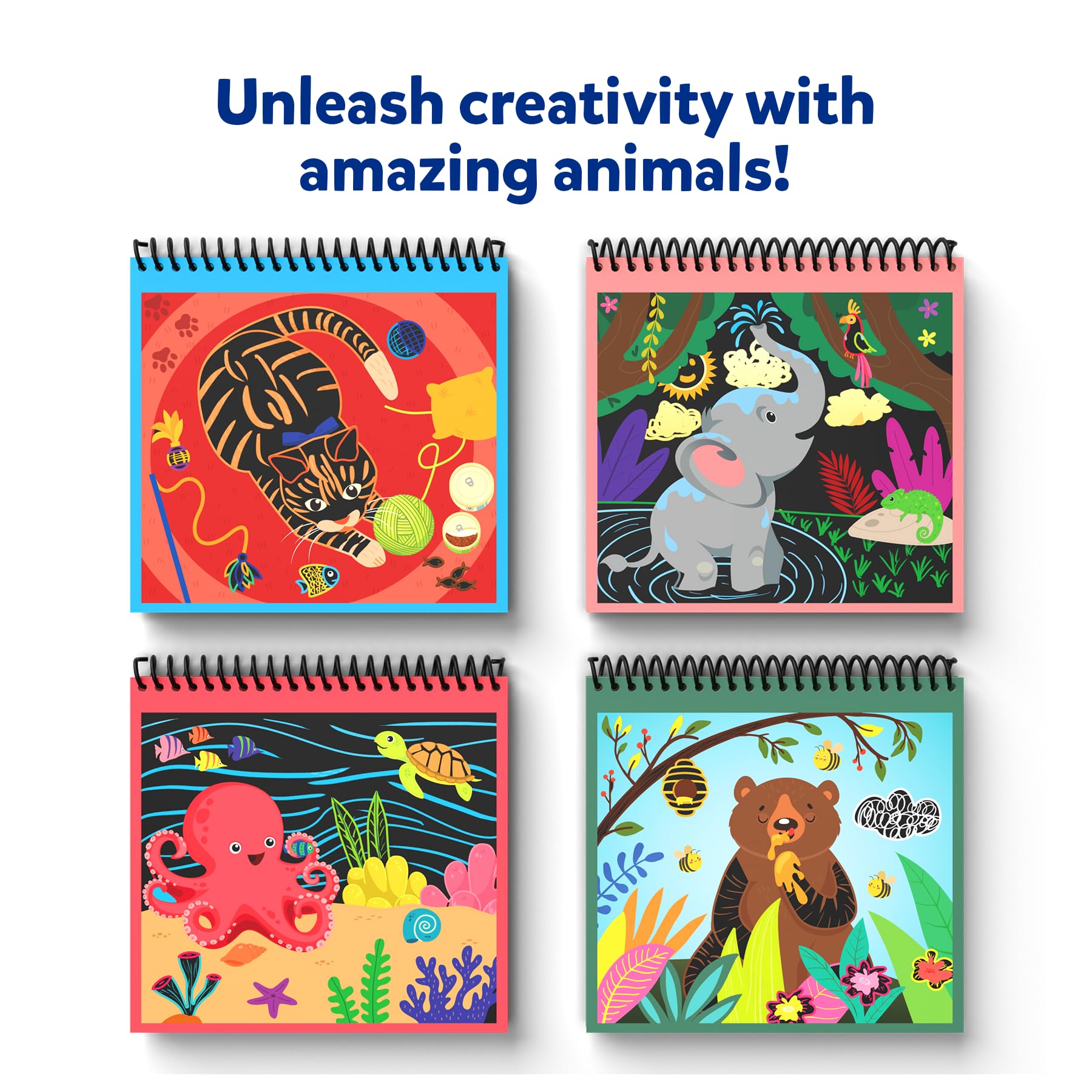 Skillmatics Foil Fun & Magical Scratch Art Book with Animals Theme Bundle, Art & Craft Kits, DIY Activities for Kids