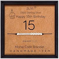 Suyi Morse Code Bracelet Birthday Gifts for Women Girls Sterling Silver Bracelet Birthday Jewelry for 12th 13th 14th 15th Sweet 16th 17th 18th 19th 20th 21st 25th 30th 40th 50th 60th 70th 80th