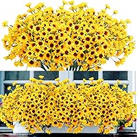 12PCS Silk Sunflowers Artificial Flowers Bulk, Fake Sunflowers with 24 Small Daisy Mums Flowers for Outdoors Home Office Centerpiece Window Porch Hanging Planter Fall Décor (Yellow)
