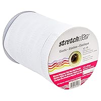 Stretchrite Flat Non-Roll Woven Polyester Elastic Spool, 1-Inch by 50-Yards, White