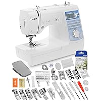 Brother Innov-is NS80E Computerized Sewing Machine w/Starter Package - Includes Brother 5 Sewing Foot Embellishment Pack + Mr. Vac & Mrs. Sew - Ready, Set, Sew Video