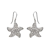 2.00 CTW Polki Diamond Star Fish Shape Earrings - 925 Sterling Silver - Platinum Plated, Ocean lover gift, Valentine Day Gift Jewelry