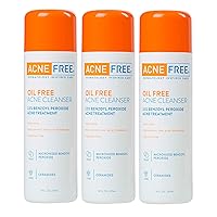 AcneFree Oil-Free Acne Cleanser for Oily Skin and Acne Prone Skin Formulated with Benzoyl Peroxide 2.5%, helps Clear Blemishes and Nourish Skin, 8 Fl Oz (Pack of 3)
