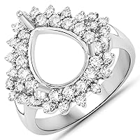 0.89 Carat Genuine White Diamond 14K White Gold Ring