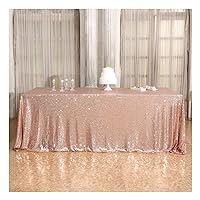 Poise3EHome 90×132'' Rectangle Rose Gold Sequin Tablecloth for Party Cake Dessert Table Exhibition Events, Rose Gold