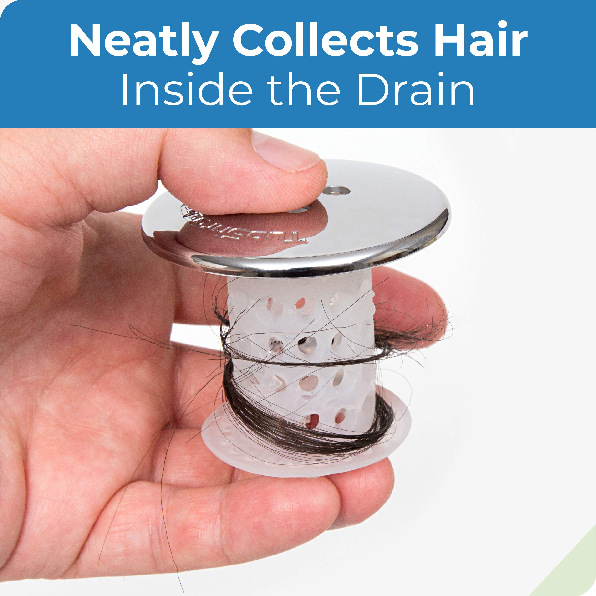 TubShroom Tub Drain Hair Catcher, 2 Pack, Chrome – Drain Protector and Hair Catcher for Bathroom Drains, Fits 1.5” – 1.75” Bathtub and Shower Drains