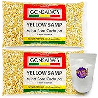 Yellow Samp Corn Hominy Corn Bundle - With (2) 2LB Bags of Gonsalves Food Milho Para Cachupa Dried Hominy Corn and (1) Resealable Plastic Bag by Wyked Yummy