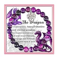 ivyanan Inspirational Dragon Gifts for Women Unique Dragon Agate Stone Bracelets for Girls Charm Dragon Jewelry for Dragon Lovers
