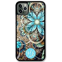 iPhone 11, Phone Case Compatible with iPhone 11 [6.1 inch] Boho Turquoise Flower Monogrammed Personalized IP11