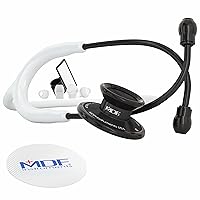 MDF Instruments, Acoustica Lightweight Stethoscope for Doctors, Nurses, Students, Home Health Use, Adult, Dual Head, White Tube, Black Chestpiece-Headset, MDF747XPBO29