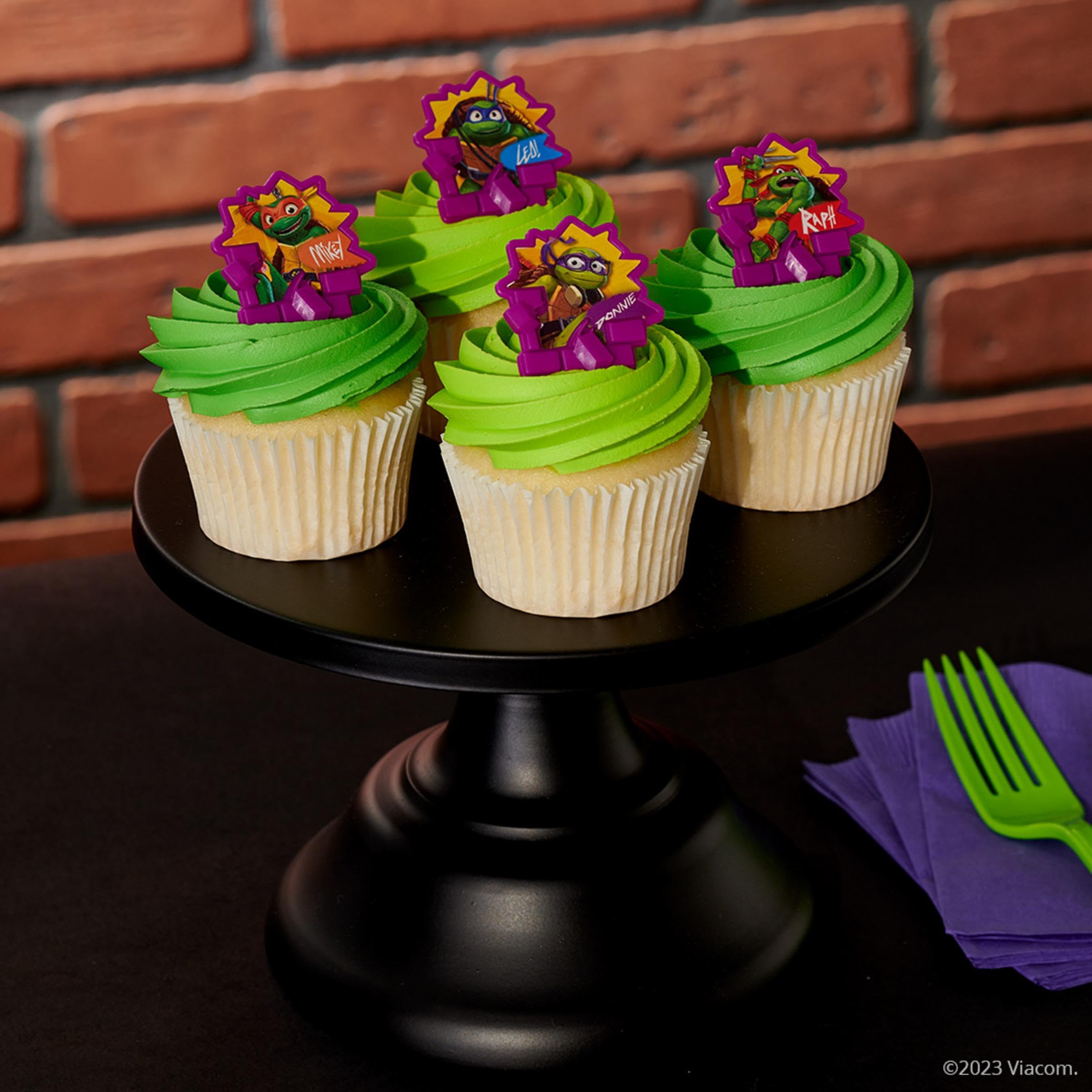 DecoPac Teenage Mutant Ninja Turtles Turtle Power Rings, Cupcake Decorations For Birthday Party, Cakes, And Celebrations - 24 Pack