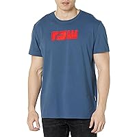 G-Star Raw Men's Felt Graphic Crew Neck Short Sleeve T-Shirt, Rank Blue
