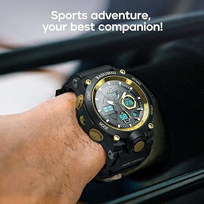 BASUMIU Mens Sports Watches Waterproof Analog Digital Sports Watch Electronic Tactical Army Watches for Men