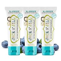 Jack N' Jill Natural Toothpaste for Babies & Toddlers - Safe if Swallowed, Xylitol, Fluoride Free, Organic Fruit Flavor, Makes Tooth Brushing Fun for Kids - Blueberry 1.76 oz (Pack of 3)