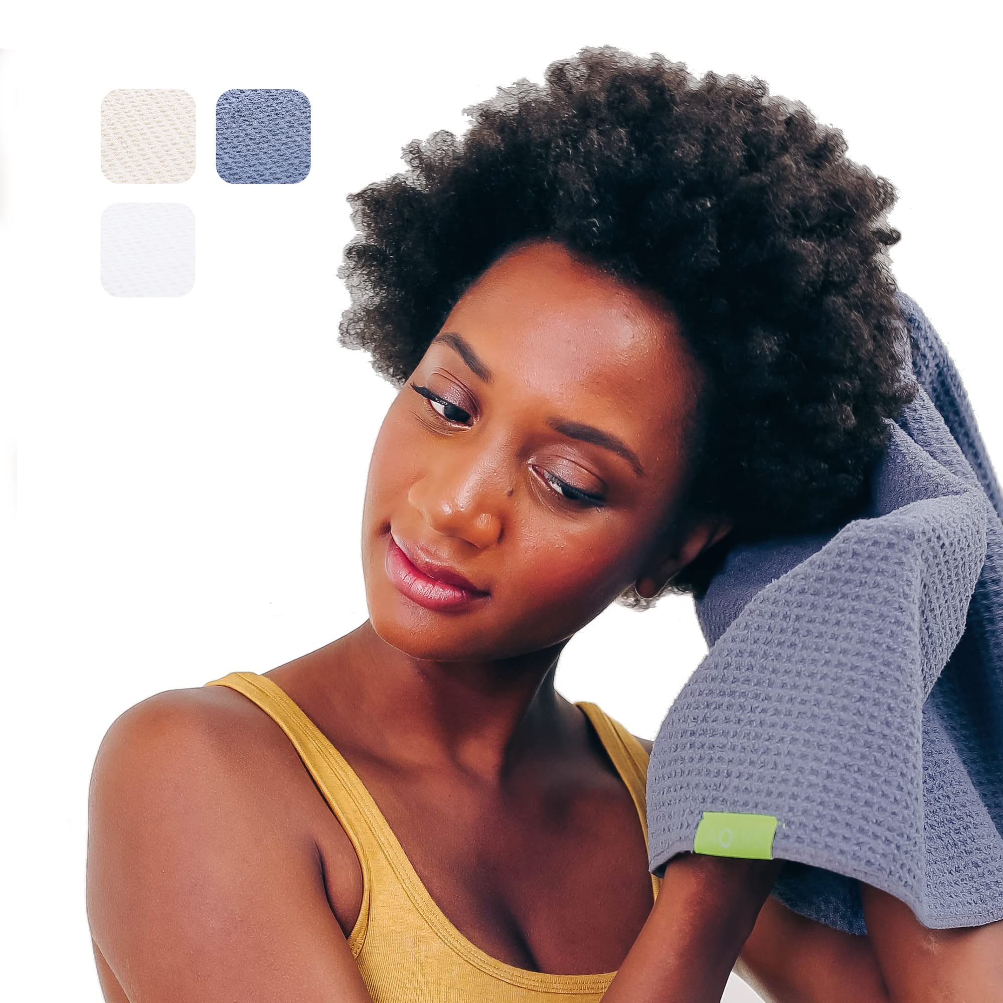 AQUIS Original Waffle Hair Towel, Ultra Absorbent & Fast Drying Microfiber Towel for Thick Hair, Dark Grey
