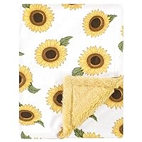 Hudson Baby Unisex Baby Plush Blanket with Furry Binding and Back, Sunflower, One Size