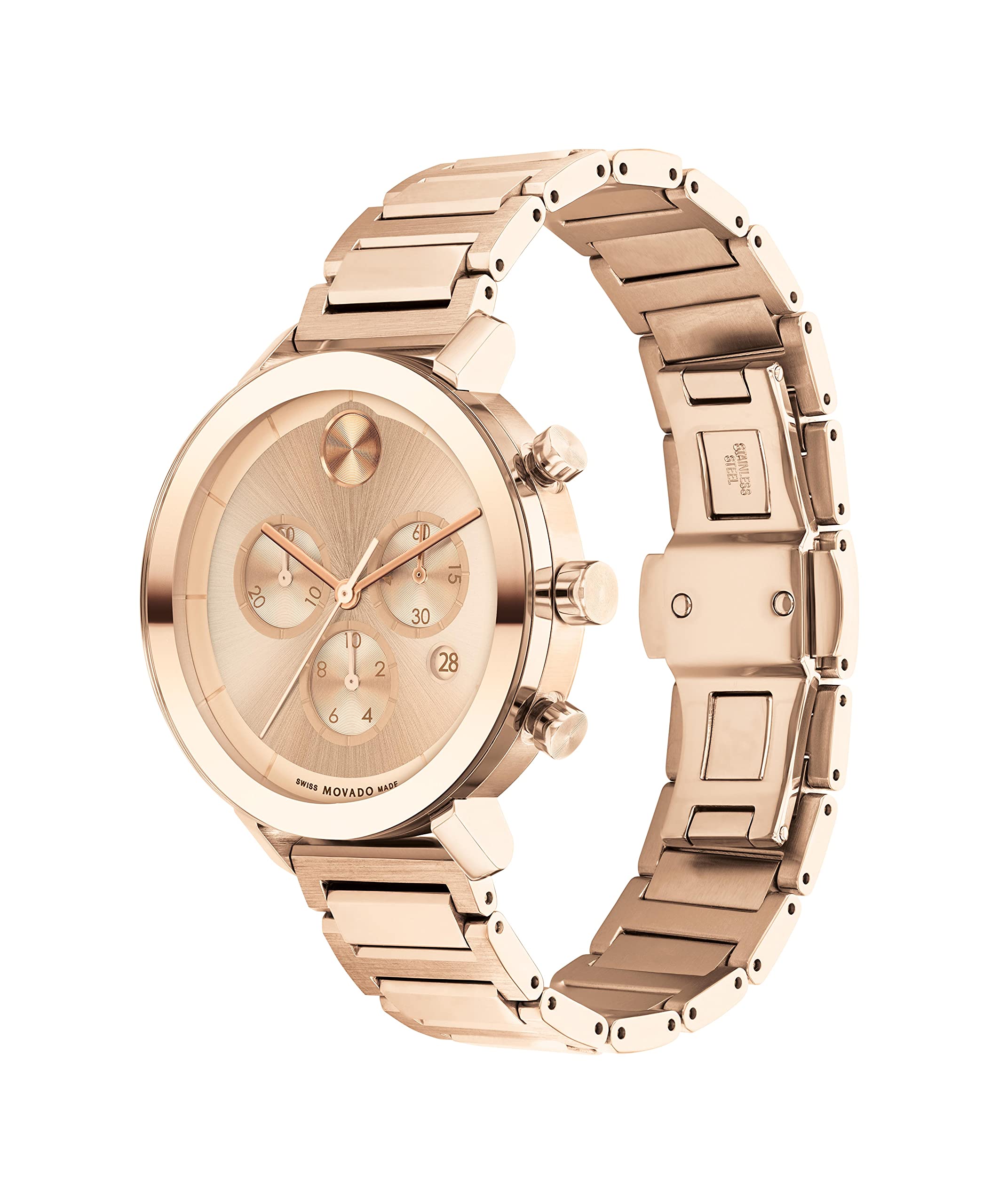 Movado Bold Evolution Women's Swiss Qtz Stainless Steel and Bracelet Casual Watch, Color: Rose Gold (Model: 3600789)