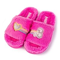 Barbie Women's Cozy X-Band and Open Toe Faux Fur Memory Foam Indoor Outdoor Soled Slipper in Xs-XL