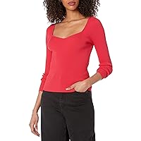 The Drop Women's Victoria Cropped Ribbed Sweetheart Neckline Sweater
