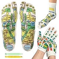 Reflexology Socks and Gloves for Hand Foot Massage, with 2 Acupressure Pens, Women's Size - Soothing and Relaxing Therapy, Pain Relief, Improve Circulation - Health and Personal Care
