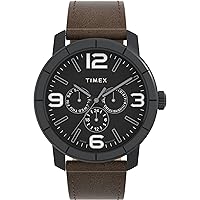 Timex Men's Mod 44mm Watch - Brown Strap Black Dial Black Case