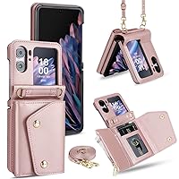 Smartphone Flip Cases Wallet Case Compatible with OPPO Find N2 Flip,Leather Zipper Handbag Purse Flip Cover Anti-Drop with Card Slots Holder Detachable Lanyard Capacity Wallet Case Flip Cases ( Color