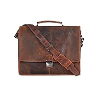 Men's Vintage Leather Briefcase Brown Messenger Satchel Shoulder Laptop Bag Business Overnight Travel Bag